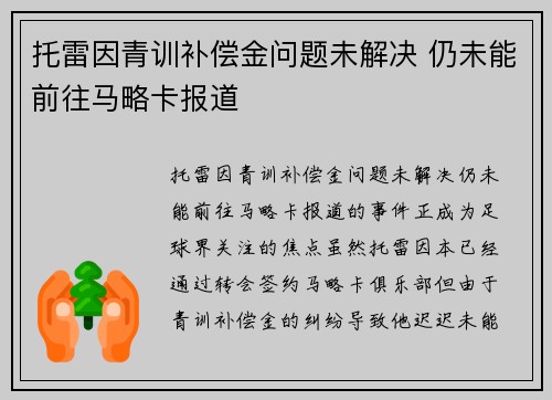托雷因青训补偿金问题未解决 仍未能前往马略卡报道